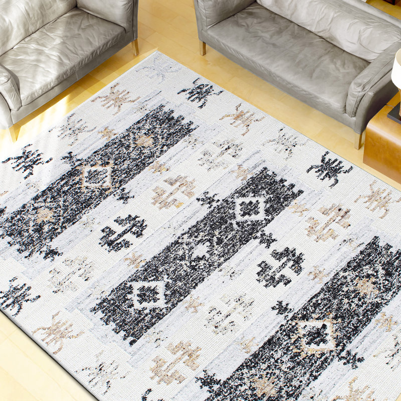 ANFL8001AIVBK Wool Area Rug, Rectangle 8' x 10'