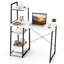 Bureau d'ordinateur avec tablettes et bibliothèque de rangement à 3 niveaux