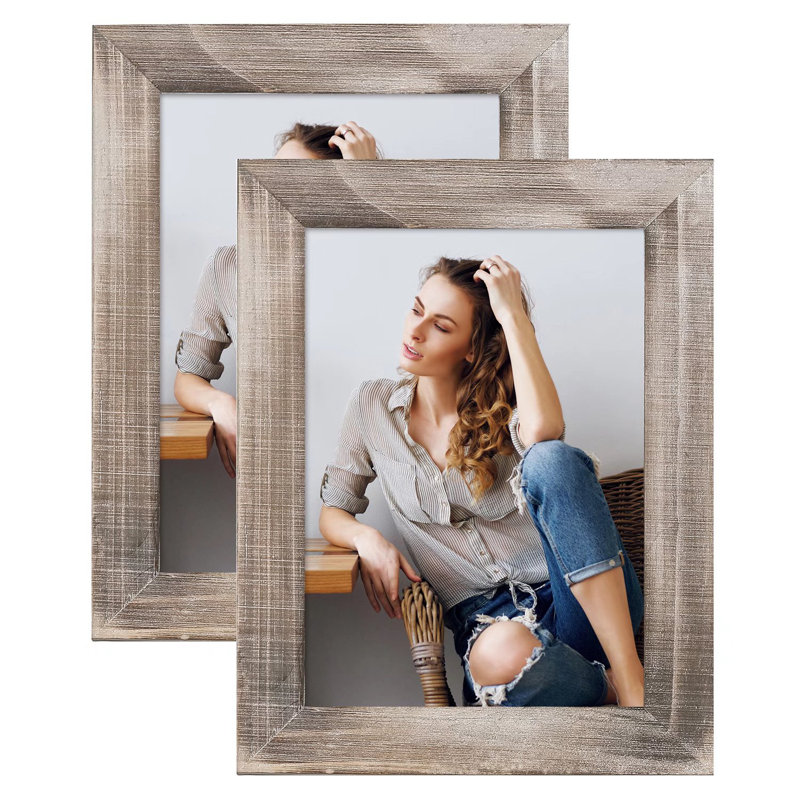Cadre photo en bois mat de 16,8 cm pour salon – Paquet de 2