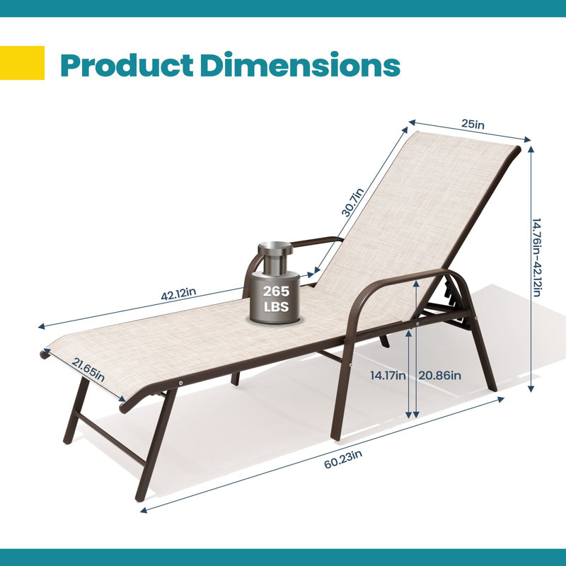 Chaise longue d'extérieur en aluminium Guyden, Beige
