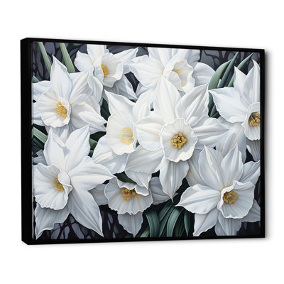 Minimalisme, jonquilles blanches I sur toile