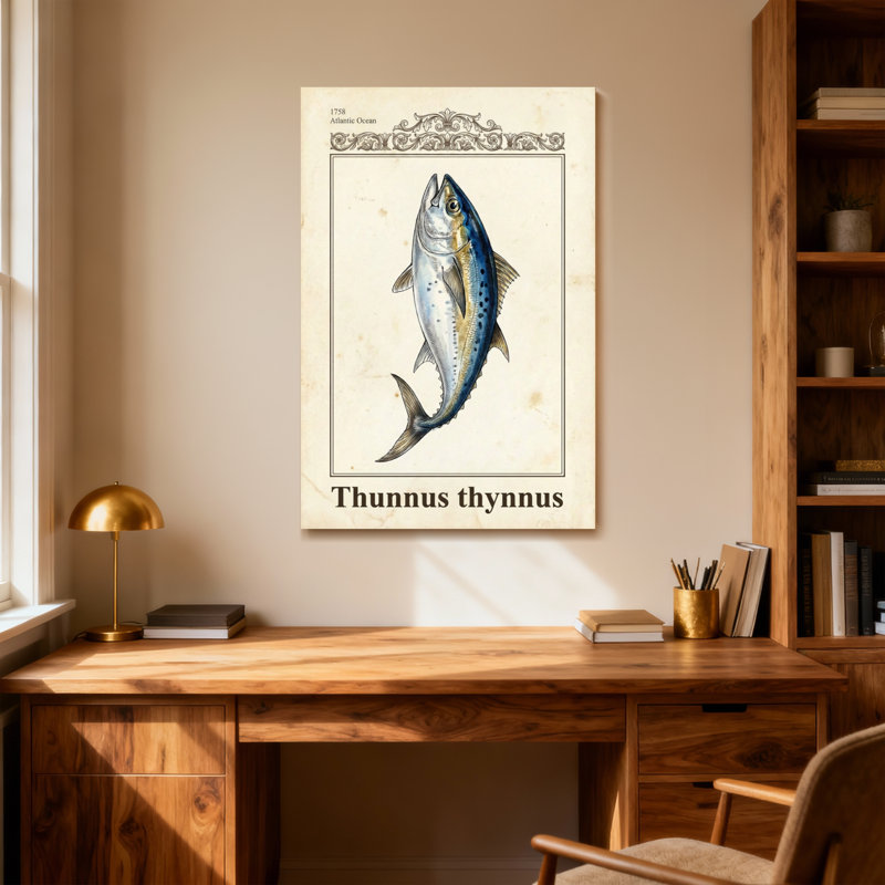 Animals Vintage Fish Illustration Print Pattern, 30" H x 20" W