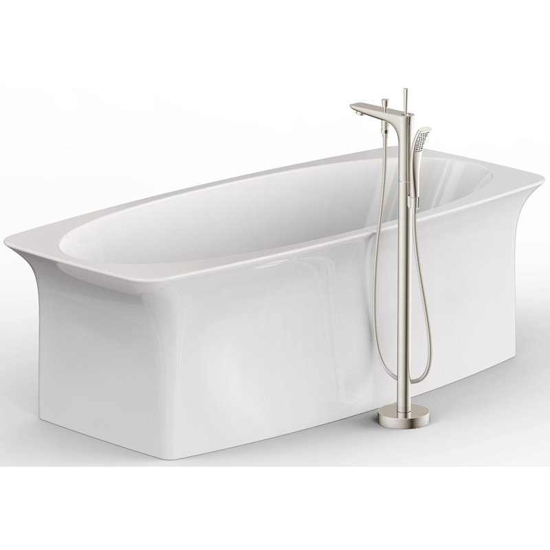 1 Handle Floor Freestanding Tub Filler with Diverter, Brushed Nickel