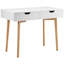Petit bureau avec tiroirs, bureau pour enfants pour la chambre à coucher, table d'étude simple en bois pour le dessin, la lecture, l'écriture, table de rangement rectangulaire en MDF pour la maison, le bureau, blanc et bois