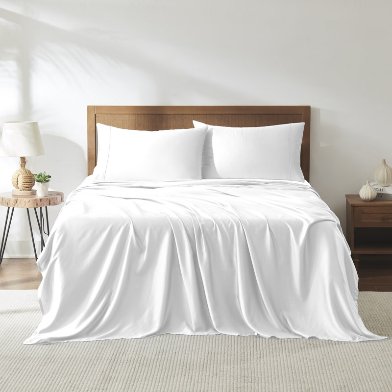 Modern Threads 400 Thread Count 100-Percent Tencel Lyocell 4-Piece Sheet Set, White, King