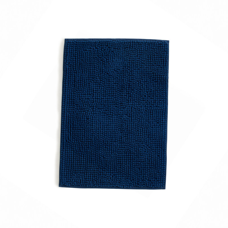 Tapis de bain en chenille Linenspa, 17 po x 24 po, Simple - L 24 po x l 17 po, Marine