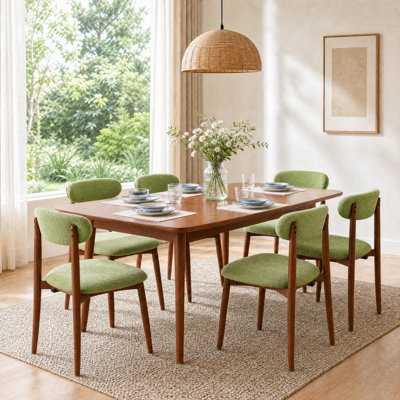 Ensemble de chaises de salle à manger rembourrées Modern 6 pièces avec dossier incurvé et structure en bois massif