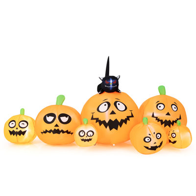 Station de citrouille gonflable 8 pi avec citrouilles d'Halloween et lumières DEL