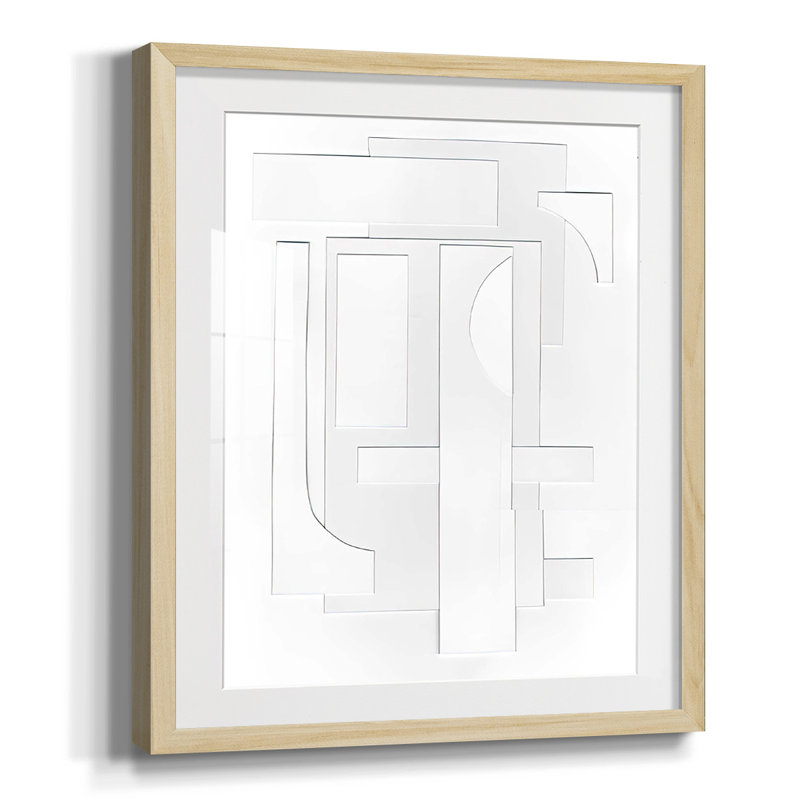 «White Geometric I», reproduction encadrée, Papier encadré naturel, Oui