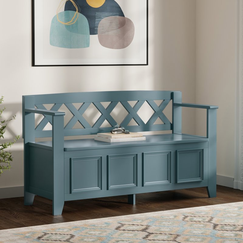 Banc de rangement pour hall d'entrée Amherst, Bleu