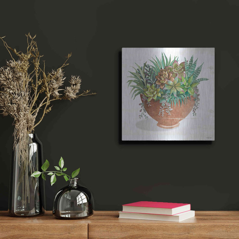 «Terracotta Succulents II» par Cindy Jacobs, H 12 po x l 12 po