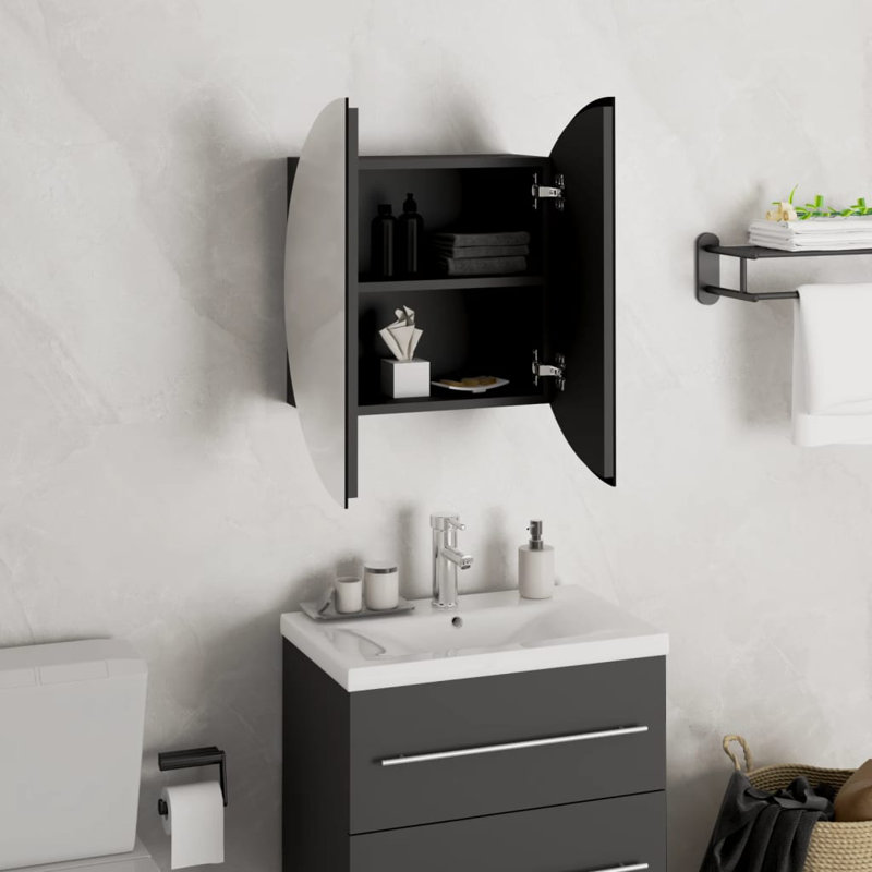 Adebisi Bathroom Cabinet, Black, 70cm H x 47cm W x 17.5 cm D