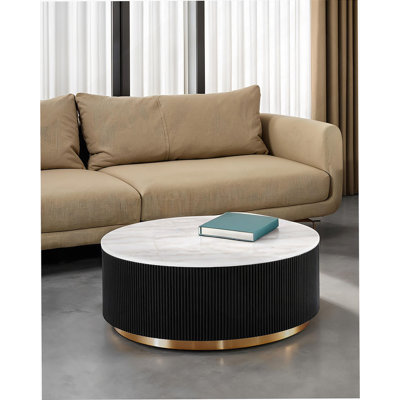 Table basse ronde avec dessus en marbre pour le salon