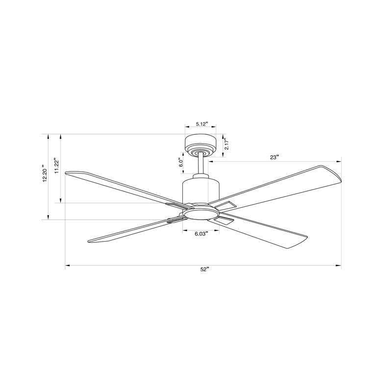 Climate 52in 4-Blades Indoor Ceiling Fan with Remote Control, Antique Brass with Walnut Blades