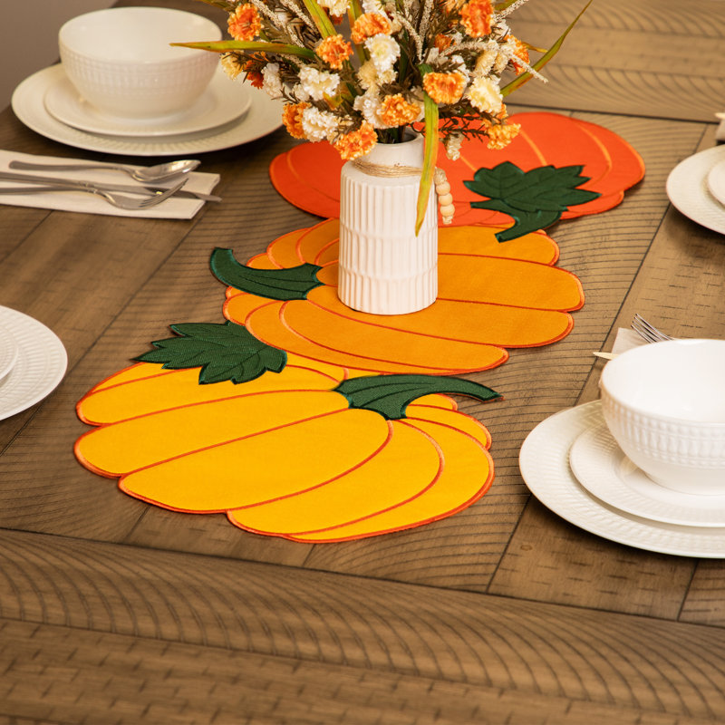 Pumpkin Trio Fall Harvest Table Runner - 32.25" X 13.25"