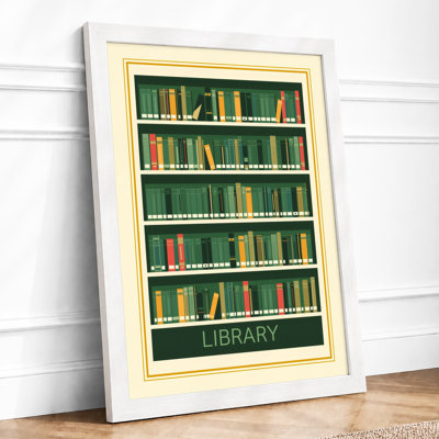 Library Shelves Vintage - Framed Print