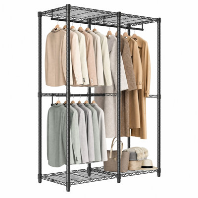 Freestanding Clothes Rack, Wardrobe Closet, Heavy-Duty Metal Clothing Racks