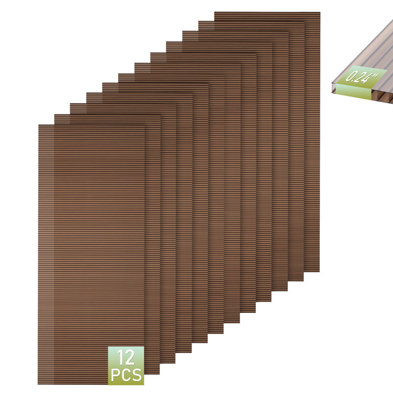 Panneau en polycarbonate 5 pi x 2 pi (ensemble de 12), Brun, H 60 po x l 24 po x P 0,24 po