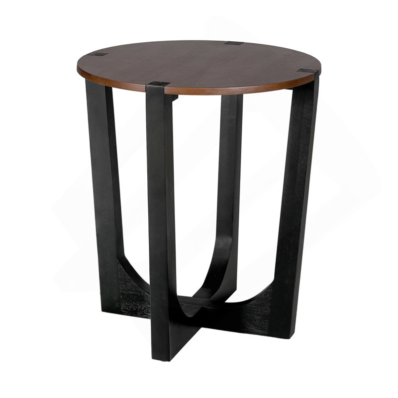 ACACIA SOLID WOOD SIDE TABLE,BROWN & BLACK COLOR