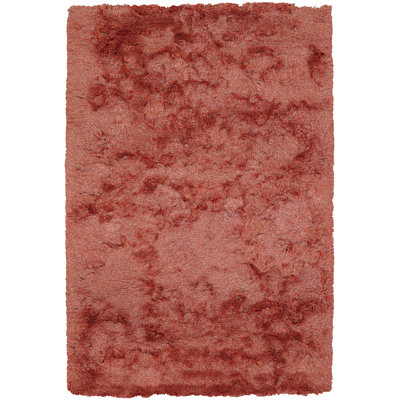 Tapis à poils longs contemporain tissé à la main Everly Quinn Kinclair - orange / beige