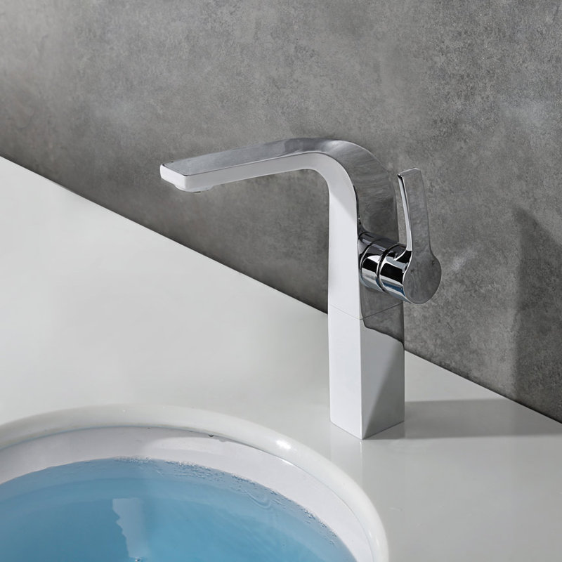 Single-handle Bathroom Faucet, Chrome/White