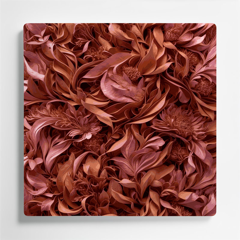 Abstrait floral 80, art mural en métal brun
