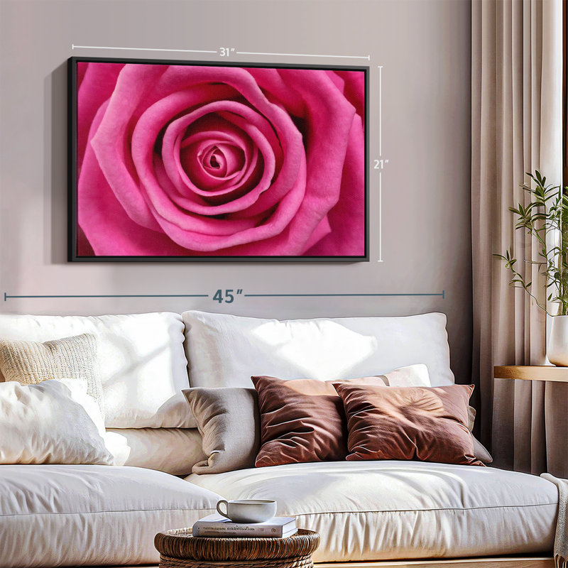 Impression sur toile rose vif, H 21 po x l 31 po