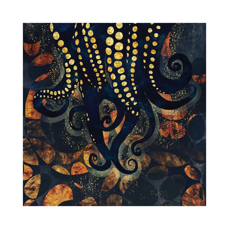 «Metallic Ocean I», reproduction d'impression, H 26 po x l 26 po x P 1,5 po, Pas de tapis, Toile tendue