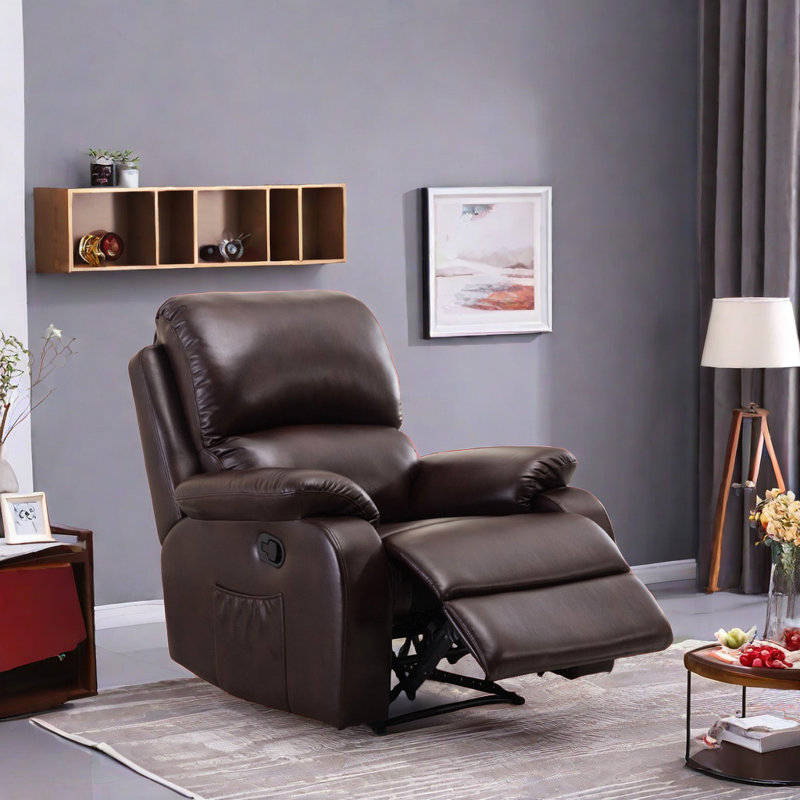 Fauteuil inclinable pivotant en similicuir Kundani, Brun