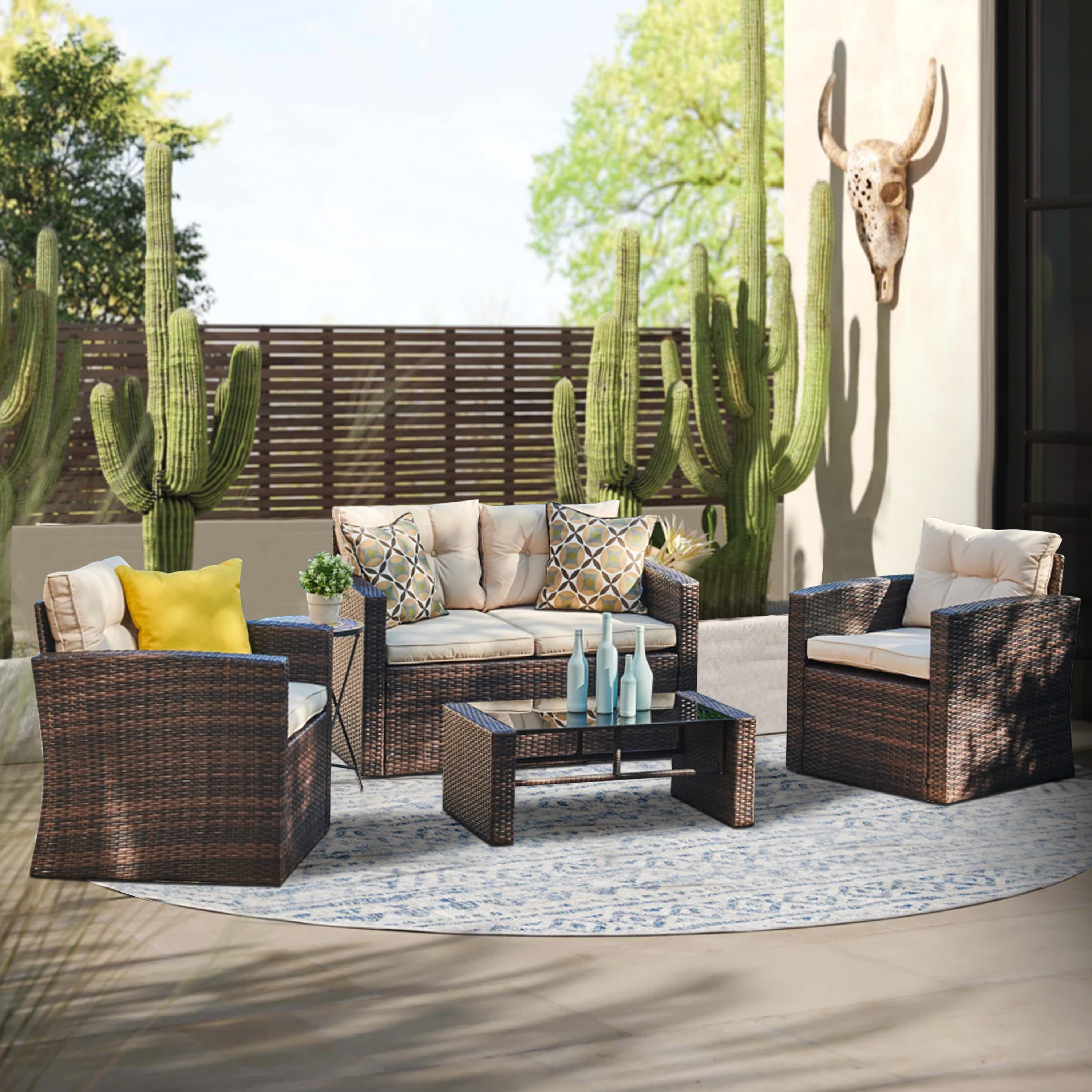 Winston Porter Lilyan Piece Outdoor Rattan Sofa Seating Group
