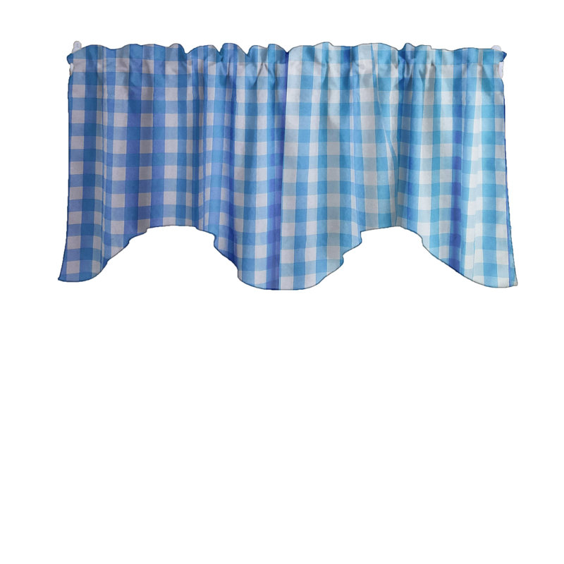 Cantonnière festonnée à carreaux Gingham, Turquoise