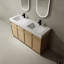 Meuble-lavabo autoportant 60 po avec double lavabo en résine blanche et armoire à fermeture en douceur - Charnières en contreplaqué de style contemporain de qualité moderne-371115951