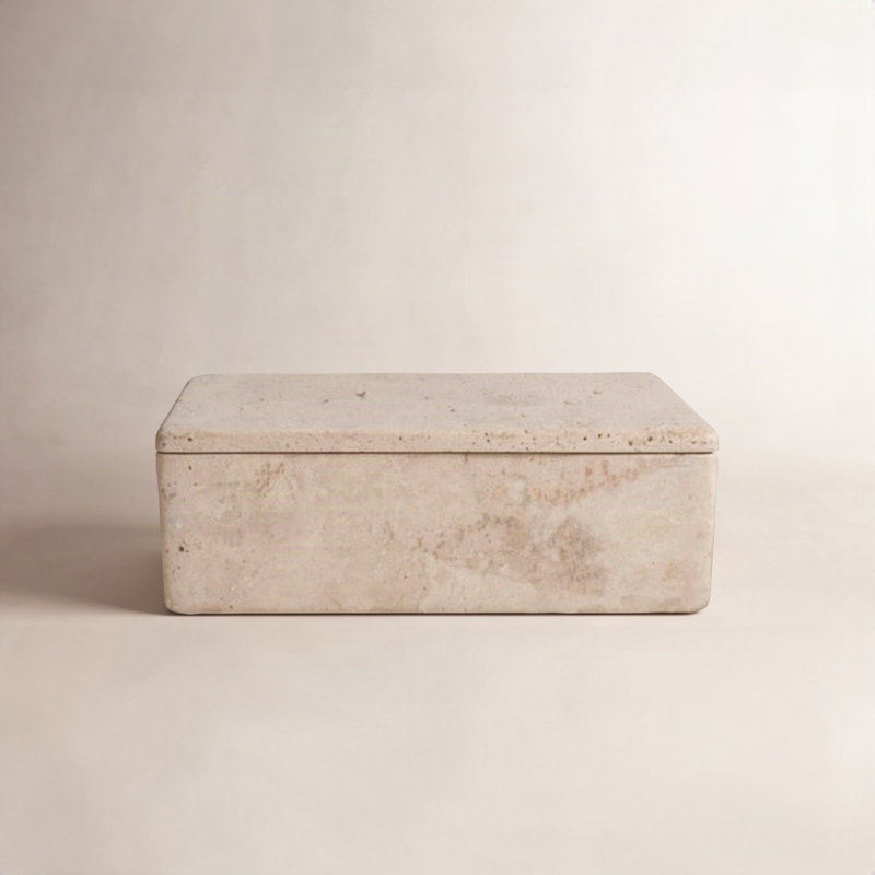 Travertine Rectangle Box Small Cream