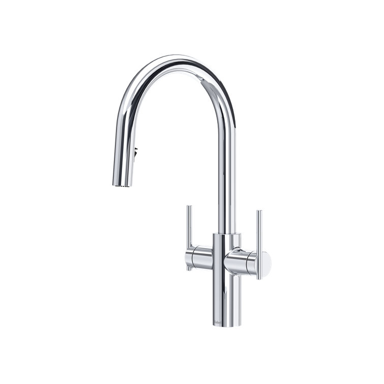 Lateral Two Handle Pull-Down Kitchen Faucet