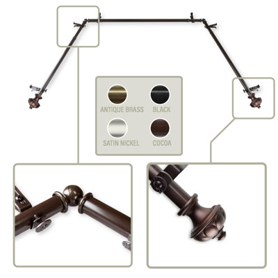 Sarahi Steel Adjustable Bay Window Single Curtain Rod