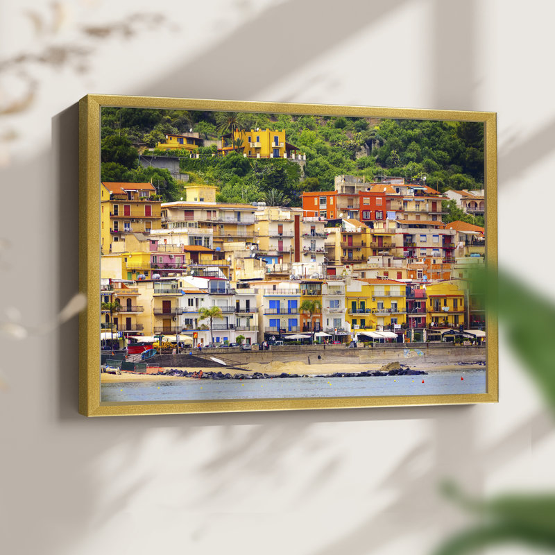 Village de plage italien - reproduction encadrée - réaménageable, H 16 po x l 20 po