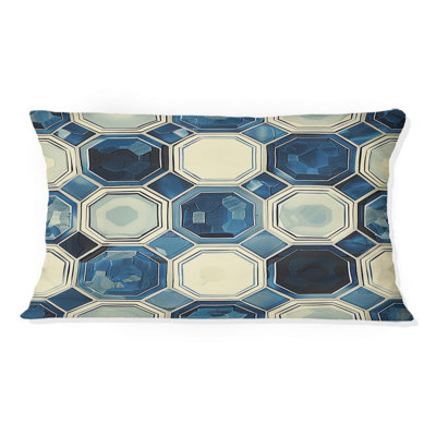 Coussin lombaire bleu beige Midcentury II