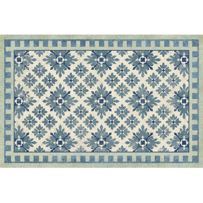 Un-Rug Kirkwood Blue Low Profile Kitchen Mat by Matterly 