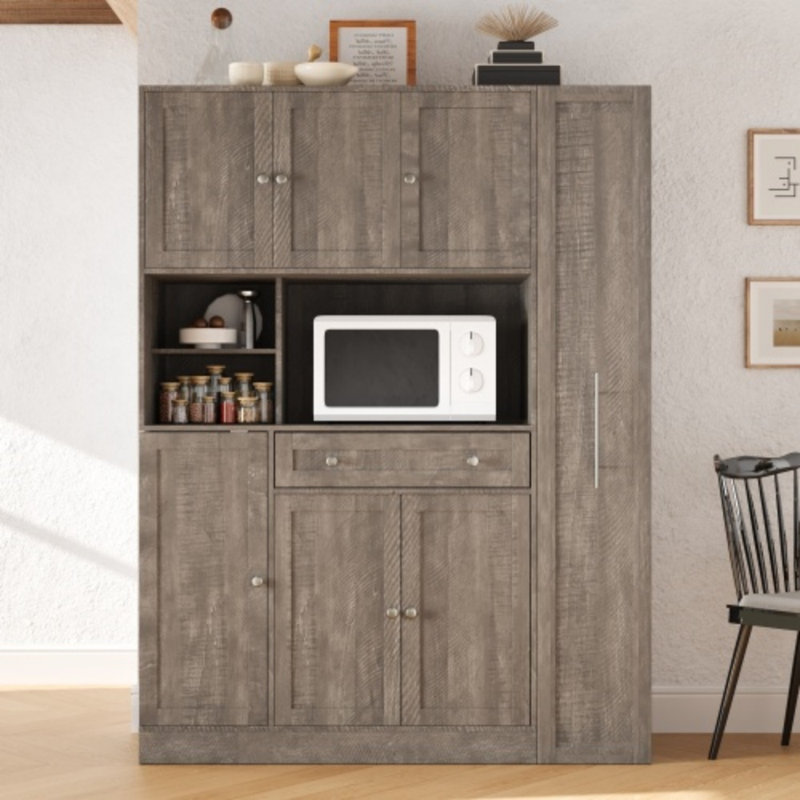 Buffet autoportant traditionnel 52,8 "avec huche - Armoire de cuisine, Brun
