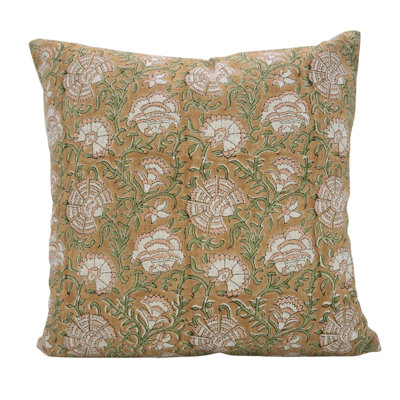 Fabdivine Handmade Floral Block Print, Brown, Sonakshi