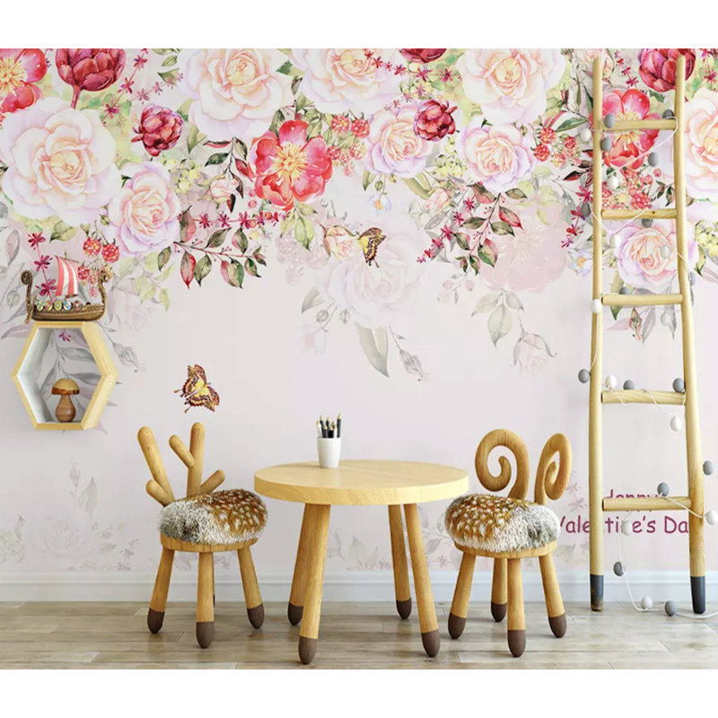 Floral Wall Mural, 8.83' L x 15.58' W