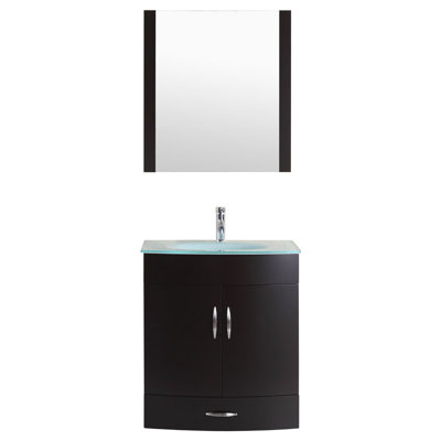 Marguez 29.5'' Single Bathroom Vanity with Glass Top