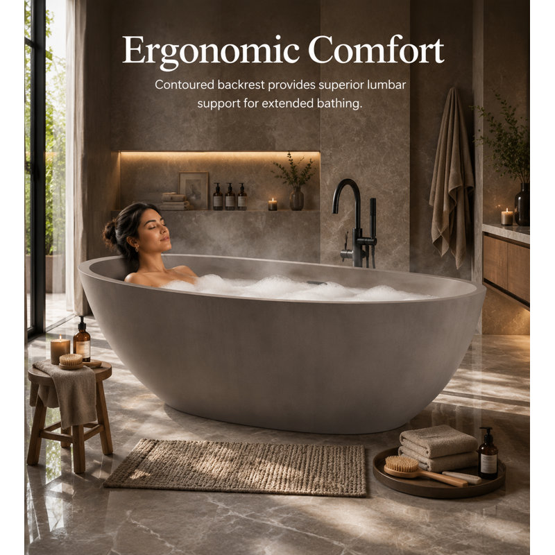 62.8'' L Soaking Bathtub, Gray