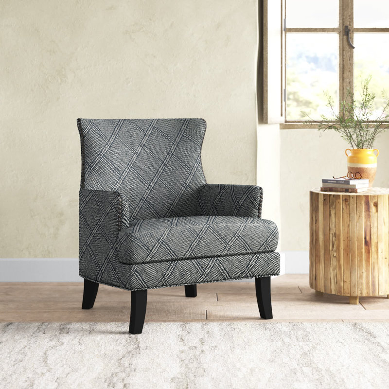 Barringer Upholstered Wingback Chair, Shibori Indigo