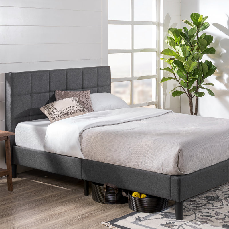 Cardington Upholstered Bed Frame with Square Tufted Headboard, Double (4'6)