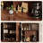 47.24" Walnut Finish Pine Sideboard, Glass Wine Cabinet & Tea Cabinet for Living Room