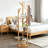 Bamboo Freestanding Coat Rack With 9 Hooks And 3 Storage Shelves, Easy Assembly Rotary Tree Stand For Entryway