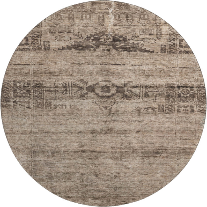 Premium Machine Washable Lampkins AMF1647 Global Rug, Round 8'