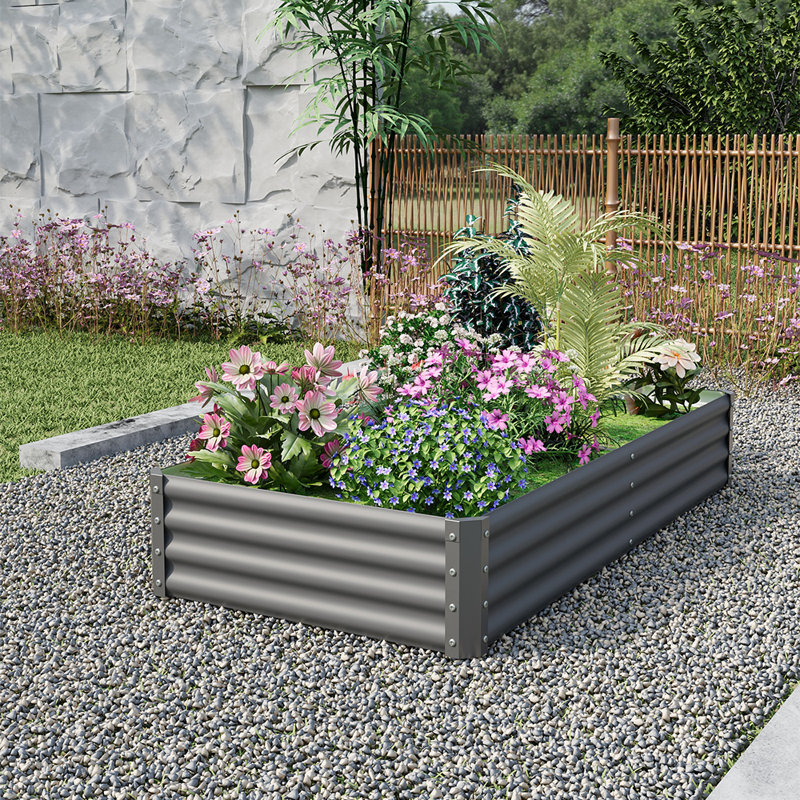 Raised Garden Bed, Grey, 30cm H x 180cm W x 90cm D
