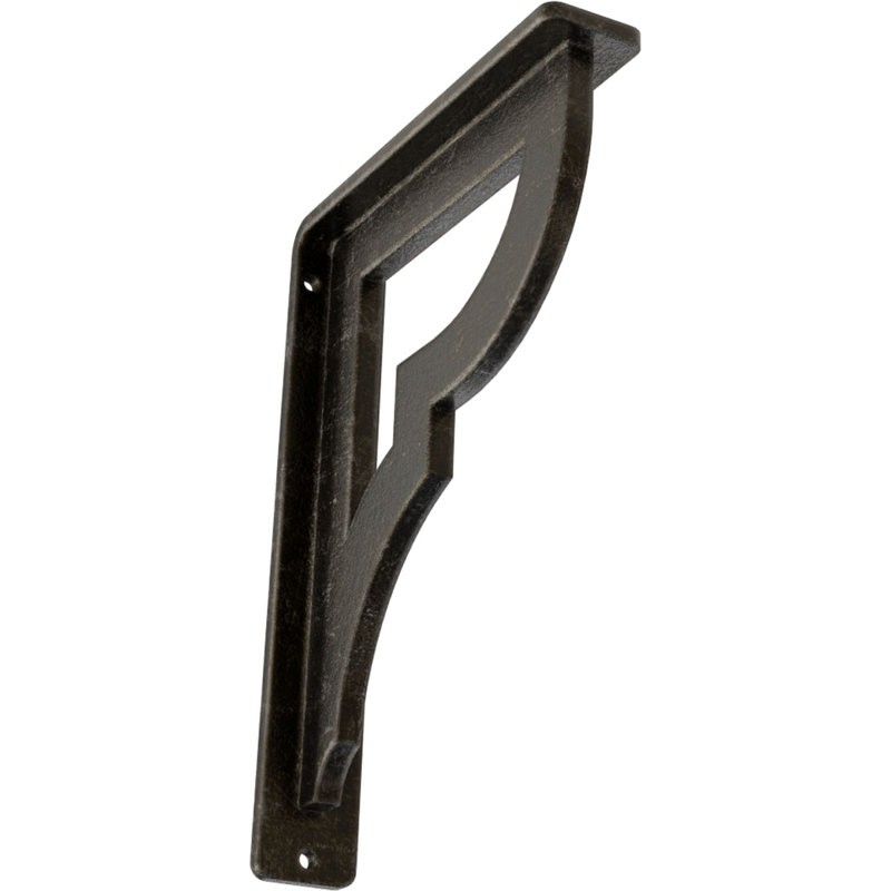 Support en fer forgé Bradford, H 8 po x l 1,5 po x P 5,5 po, Argenté antique chaleureux